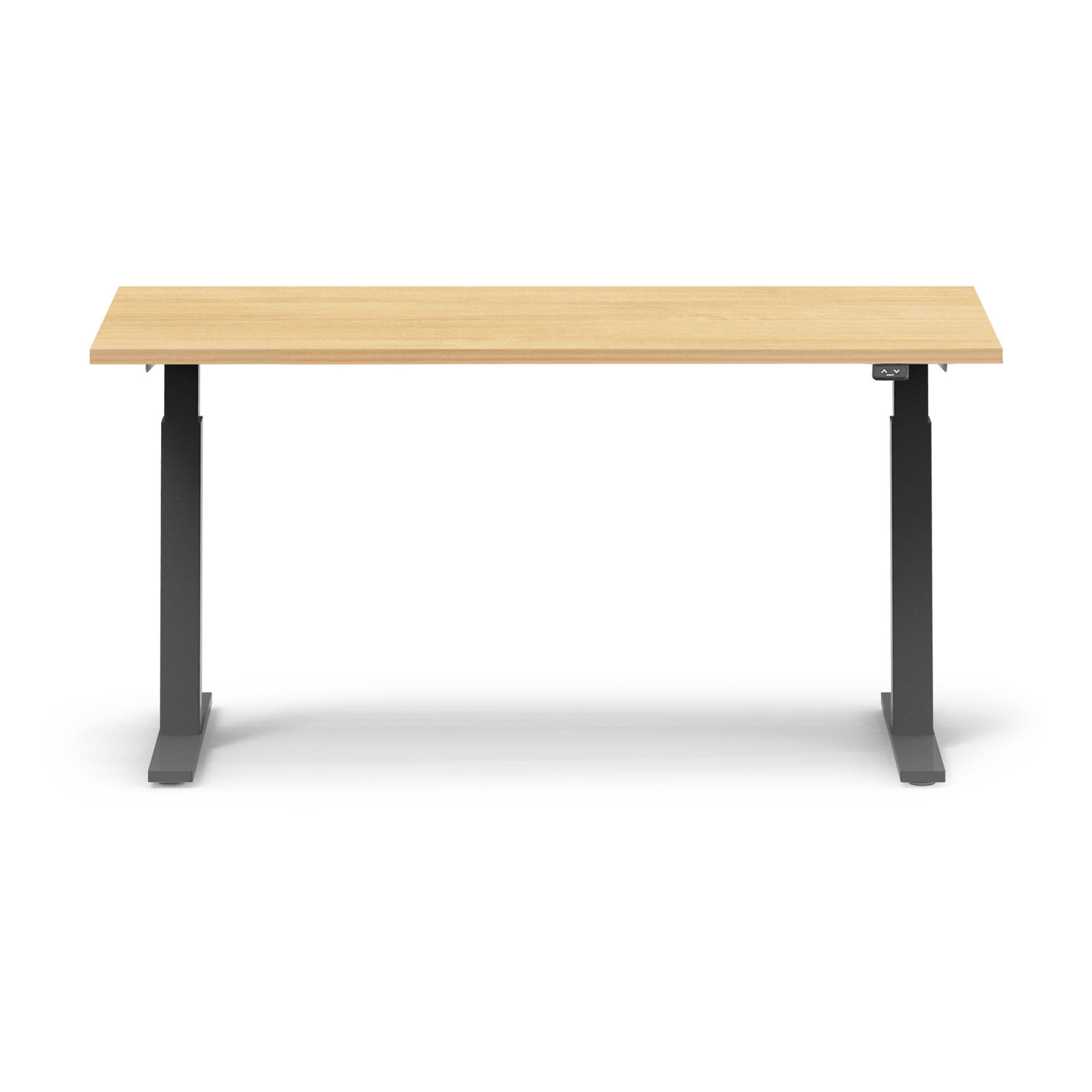 Series L 2S Adj Ht Sgl Desk, Natural Oak/Charcoal, 48" H x 27" W x 57" D