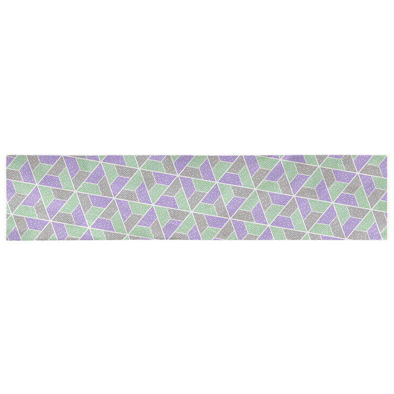Chemin de table Avicia, 72 po x 16 po, Polyester, Vert / Mauve / Gris