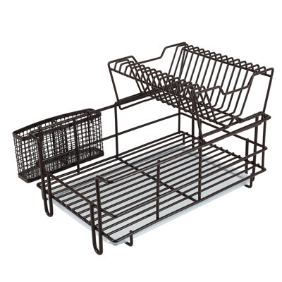 Séchoir en métal à 2 niveaux - égouttoirs à vaisselle de grande capacité pour comptoir de cuisine