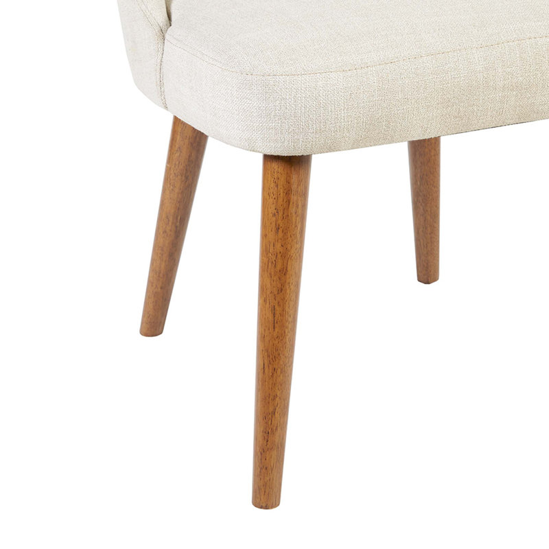 Ensemble de chaises de salle à manger rembourrées en polyester avec dossier rembourré, pieds en bois, Beige