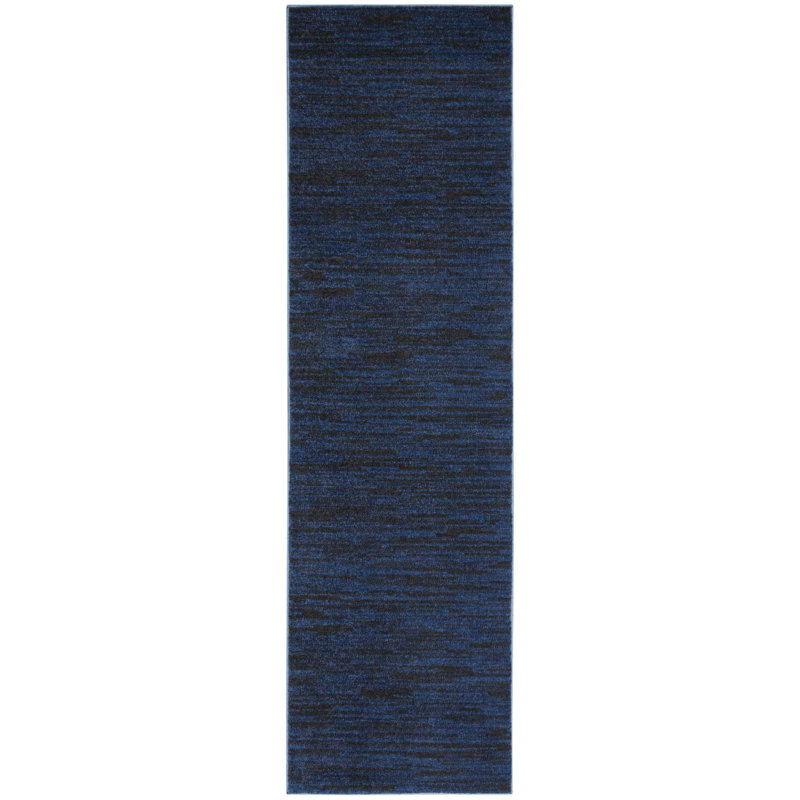 Tapis intérieur / extérieur bleu Mullican Sandy, Tapis de couloir 2 pi 2 po x 10 pi