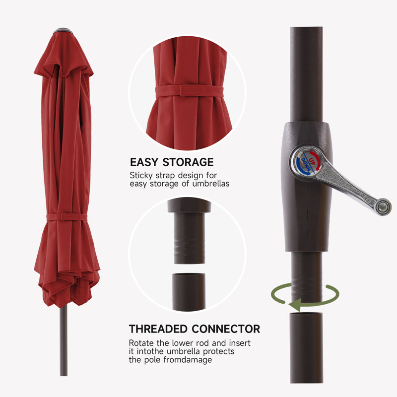  Parasol d'extérieur 90 po, Rouge