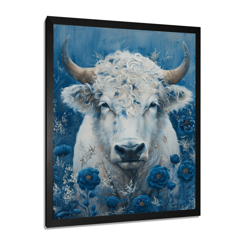 Art mural blanc et bleu cosmique, H 32 po x l 16 po x P 1 po, Toile encadrée noire simple