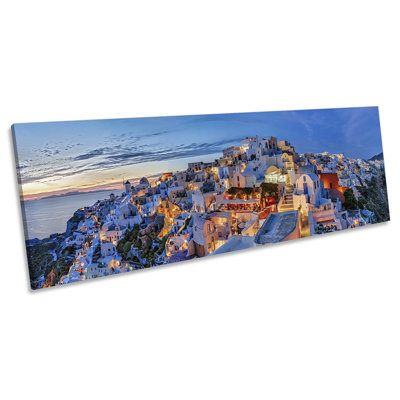Santorini Island Greece - Wrapped Canvas Panoramic Print