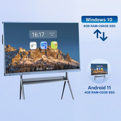 JYXCN 65 po, tableau blanc tactile interactif numérique à double OS pour tableau de classe, bureau et publicité