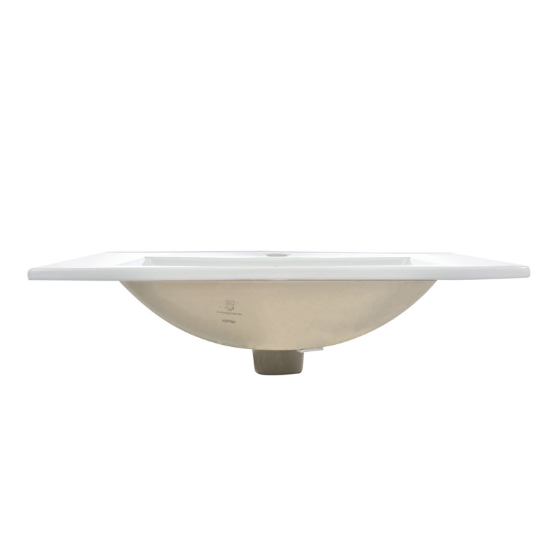 Lavabo de salle de bain rectangulaire en céramique à un trou