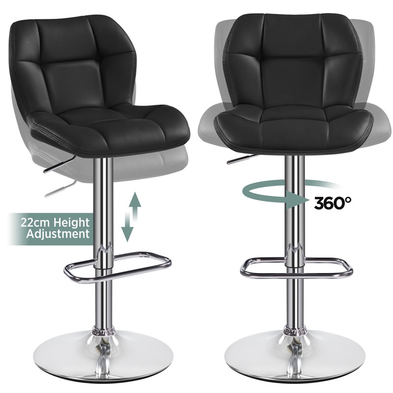 color Height Adjustable Swivel Bar Stools, Black