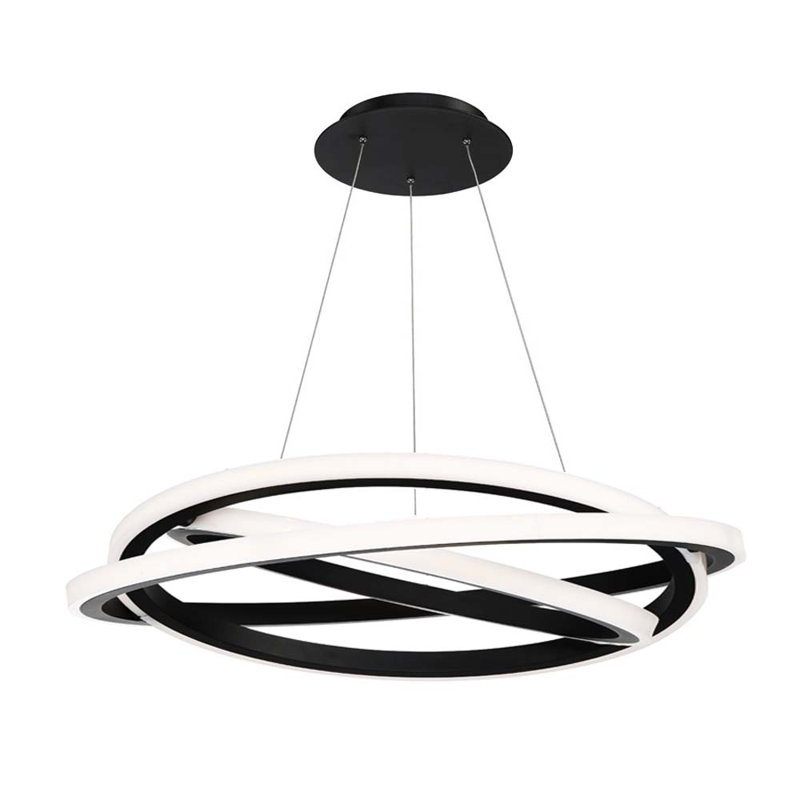 Veloce Unique Tiered Dimmable LED Chandelier, Black, 8" H x 38" W x 38" D