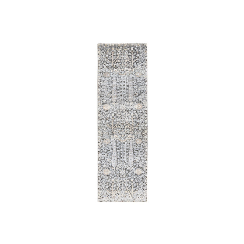 Tapis de couloir en soie et cyprès noué à la main 2 pi 7 po x 8 pi 3 po 19AB1EDF9EC943EBB910052803480FEC