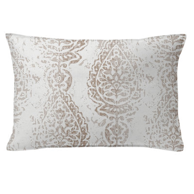 Prasanna Ecru Rectangular Cotton Pillow Cover and Insert