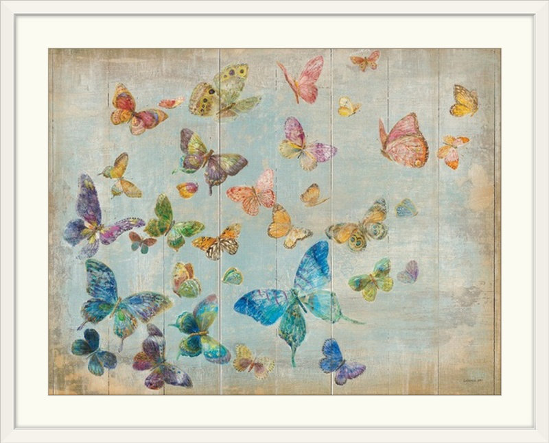 « papillons », impression Danhui Nai, H 26 po x l 32 po x P 1 po, Cadre blanc