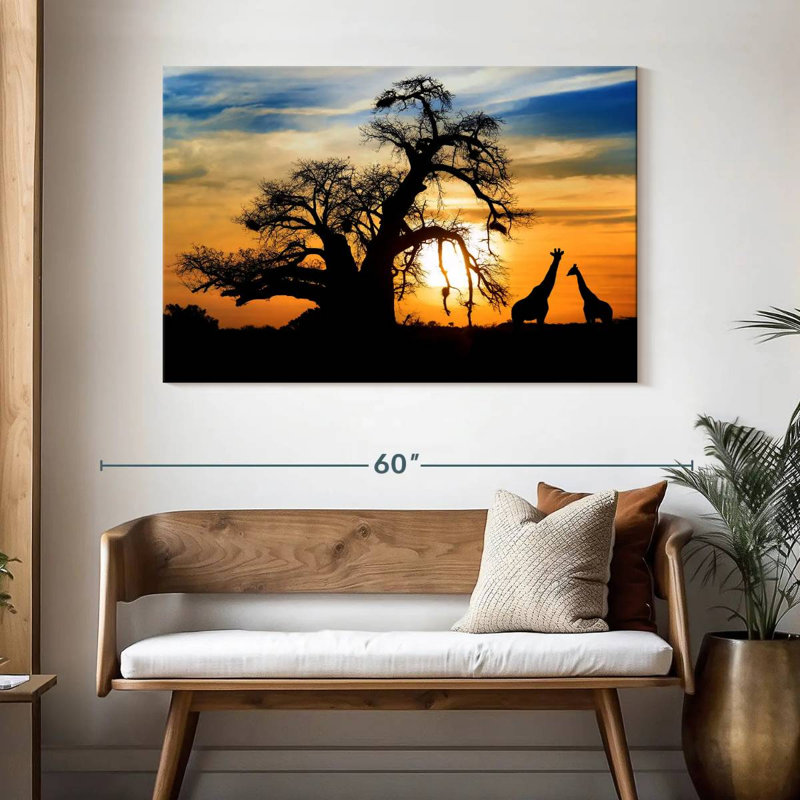 Brampt African Sunset Giraffes, 32" H x 48" W