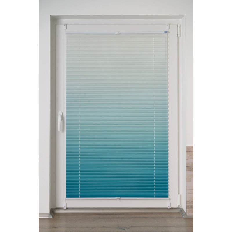 K-home Klemmfix-Plissee Farbverlauf Transparent, Petrol, 210cm L x 80cm W