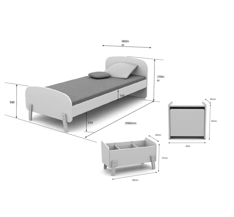 Kiddy European Single (90 x 200cm) Bed Frame by Vipack, Pink