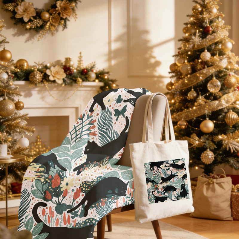 Ensemble-cadeau 2 pièces Christmas Jungle, L 60 po x l 50 po