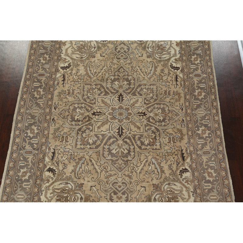 Tapis persan vieilli à motif vieilli noué à la main 8 po x 11 po