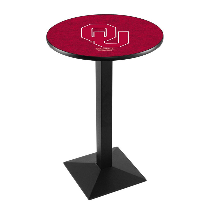 Round Metal Base Dining Table, Black Wrinkle, Oklahoma University