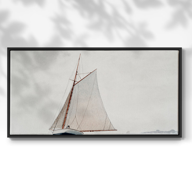 Nautical Series-CCXCV- Toile tendue avec châssis tendue, prête à être accrochée, Noir, H 21 po x l 41 po