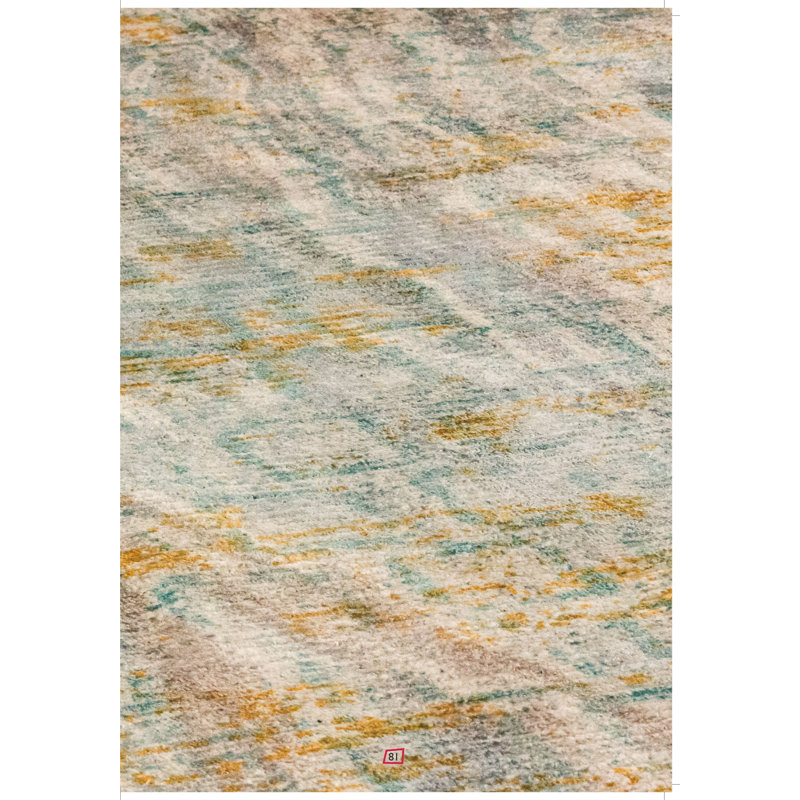Tapis brun / bleu à motif abstrait tissé à la main Pimm, 8 pi x 10 pi