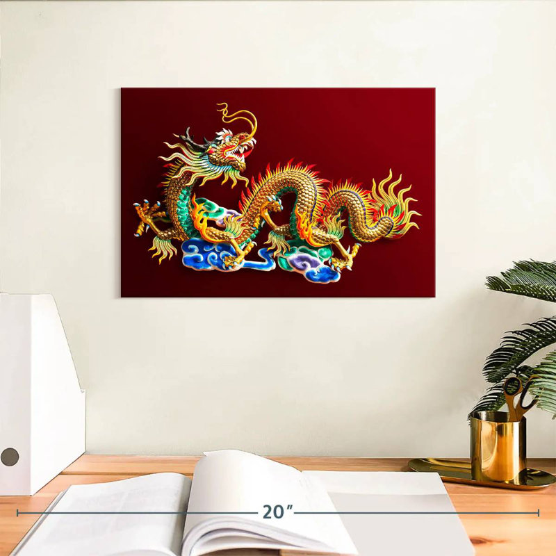 Brampt Gold Dragon Statuette, 8" H x 12" W