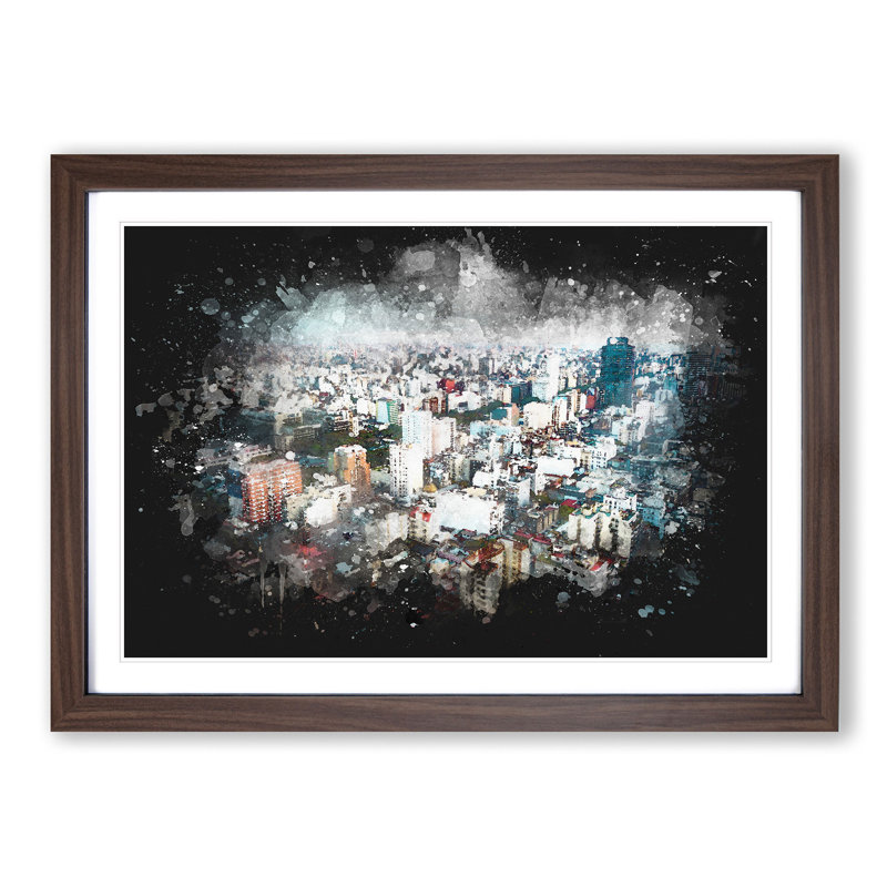 Buenos Aires Skyline in Argentina - Picture Frame Graphic Art Print, 24cm H x 33cm W x 2cm D, Walnut Framed