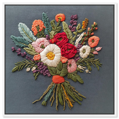 Stitched Bloom Bouquet I Canvas Floral Prints by Art Remedy
