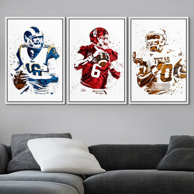 Peinture colorée à la bombe de peinture, joueurs de football, sports et remise en forme, images de portrait de chambre à coucher de garçon moderne, impression numérique sur toile, impression numérique sur toile encadrée