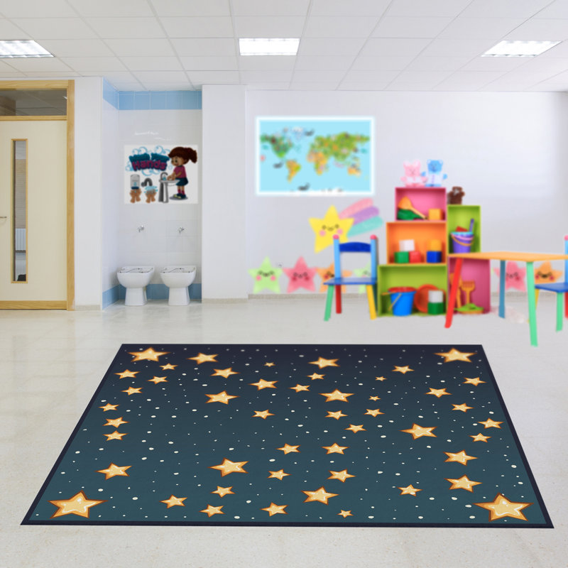 Tapis bleu / jaune Garneau, Carré 8 pi