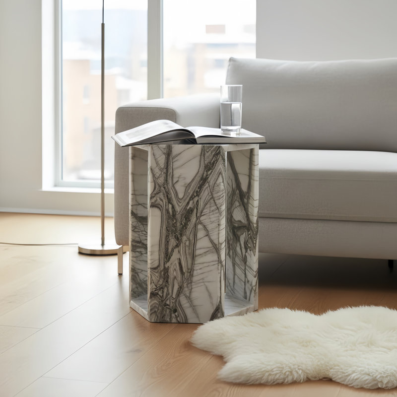 Table d'appoint hexagonale en marbre véritable