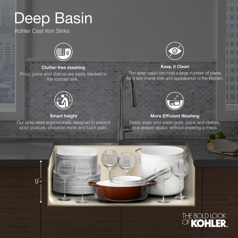 Park Falls 22" L x 21" W Service Sink, Caviar, 2 holes