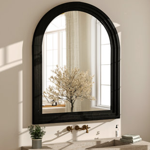 Arched Waterproof Solid Wood Wall Mirror 