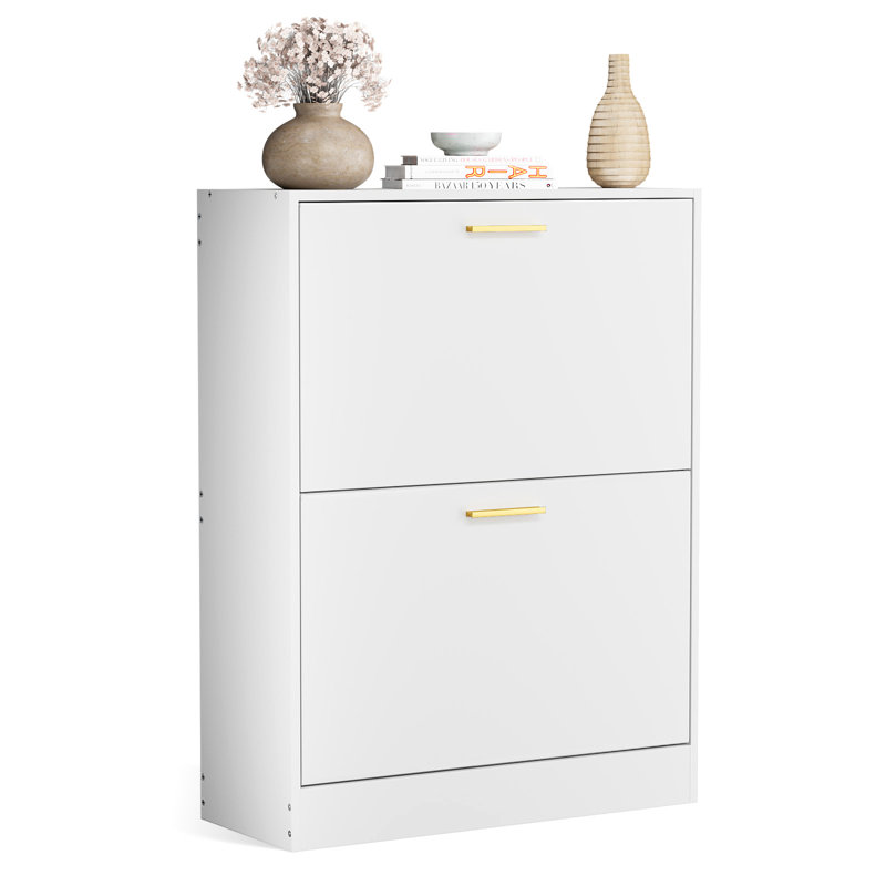 10 Pair Flip Down Shoe Storage, White