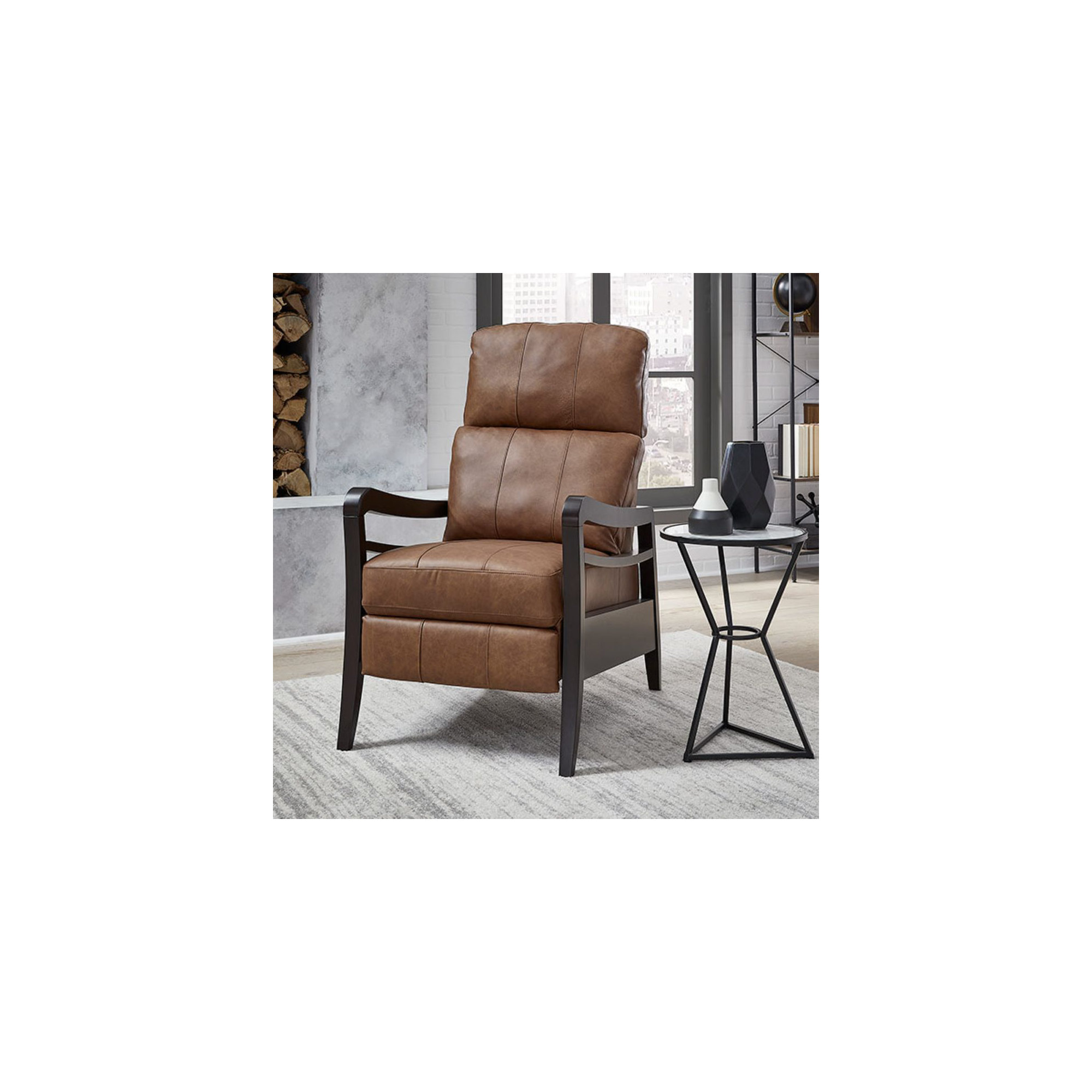 Gracelyn 3 Way Manual Leather Recliner, Mink Full Grain Leather, Manual, Espresso