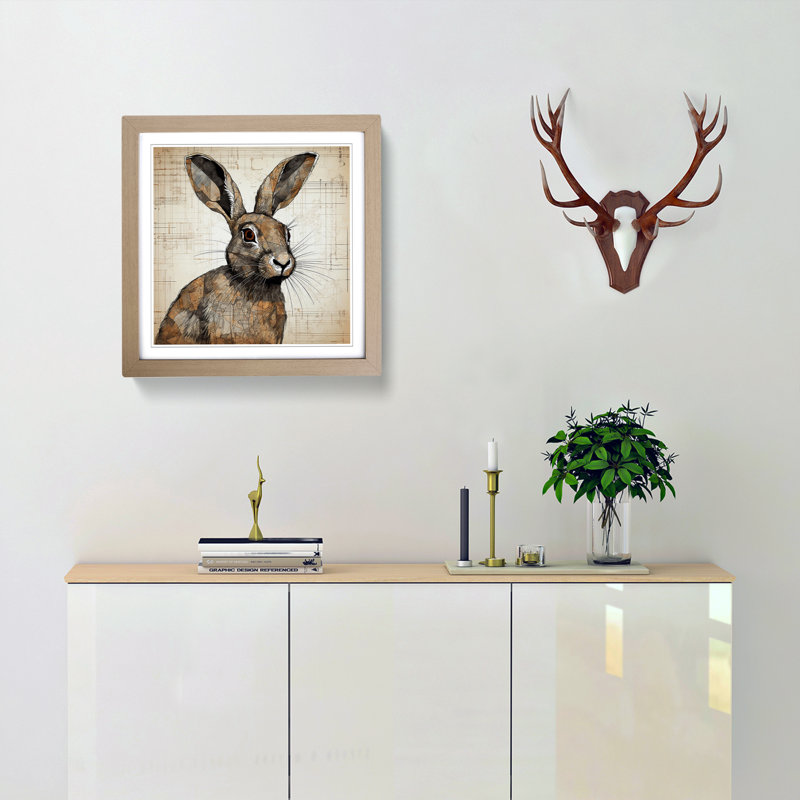 Hare Constructivism No.4 - Framed Print, Oak