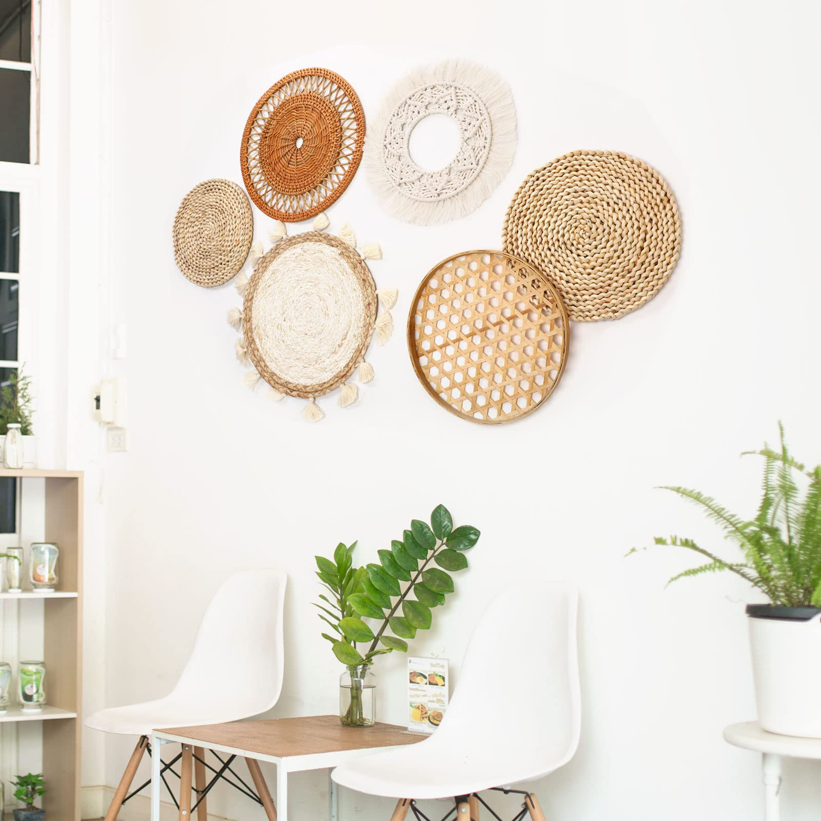 Dakota Fields Wall Baskets Decor Set Of 6 Flat Woven Basket Wall ...