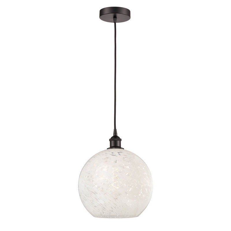 Mini-luminaire suspendu à cordon 1 lumière Edison White Mouchette 6 po-616-G1216, H 13,5 po x l 12 po x P 12 po, Bronze huilé