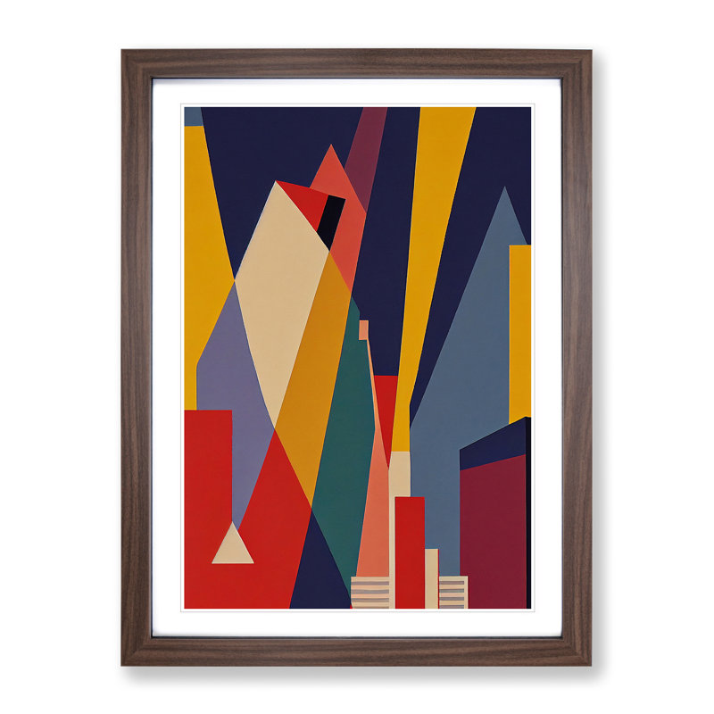 Unique Abstract Architecture No.2 - Wall Art, 66cm H x 48cm W, Walnut Picture Frame, White