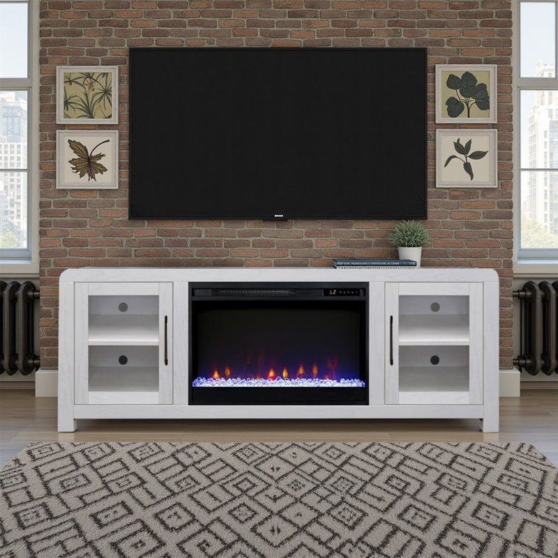 Meuble télé 65 po avec portes en verre Haven, H 26 po x L 65 po x l 17 po