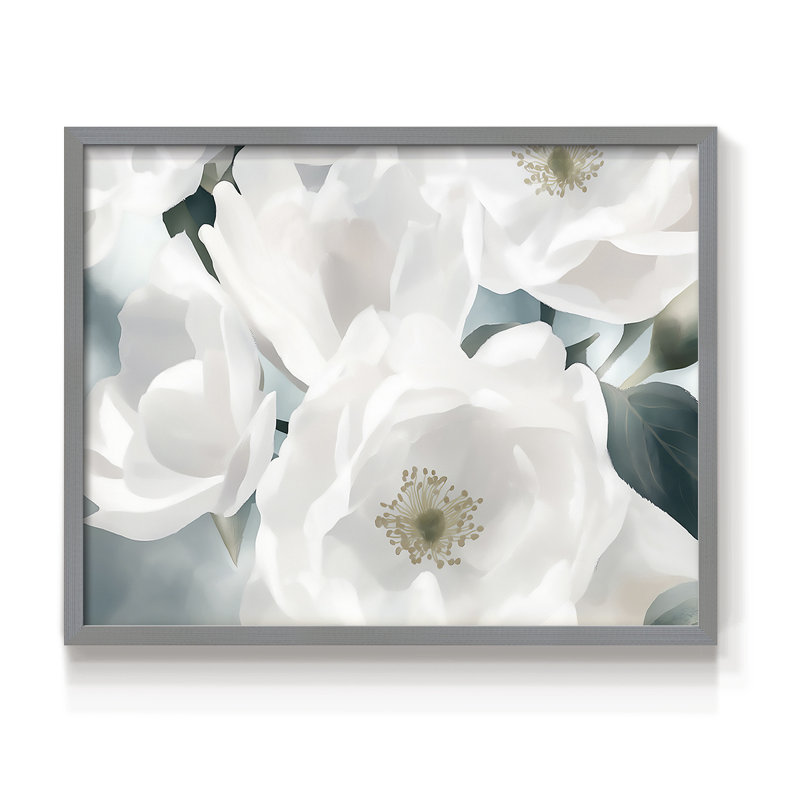 Floral Series-XVIII -Framed Print - Restickable, H 8 po x l 10 po, Gris