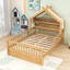 Lit maison en bois avec tablettes de tête de lit-359401693-359401683