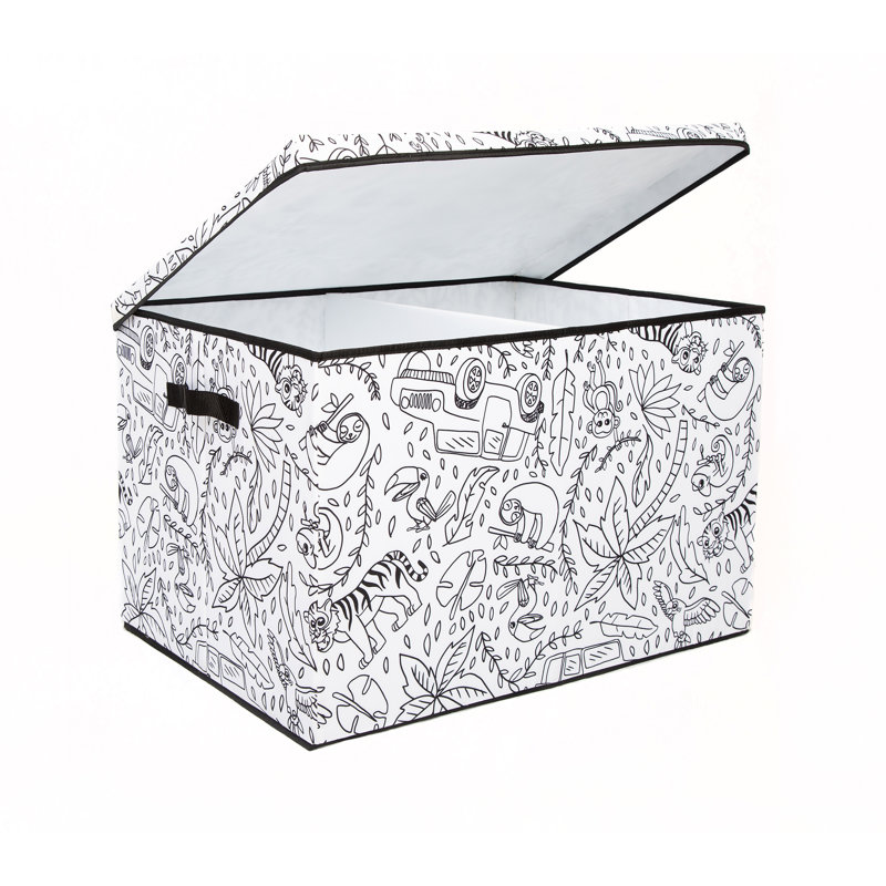 Large Jungle Print Collapsible Fabric Storage Trunk for Kids