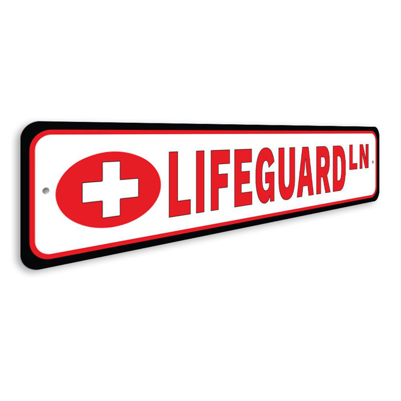 Plaque en aluminium Lifeguard Street, H 4 po x l 18 po x P 0,04 po