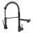 Black Pull Down Kitchen Sink Faucet, Stainless Steel, 360-Degree Rotation, Fingerprint- Steel Faucet With Pull-Down Spray, Black, Single Lever, Surface-1075210355