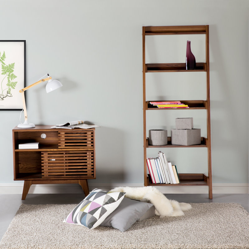 Trinidad 44.5cm W Ladder Bookcase, 166cm H x 64cm W x 36cm D, Dark Wood