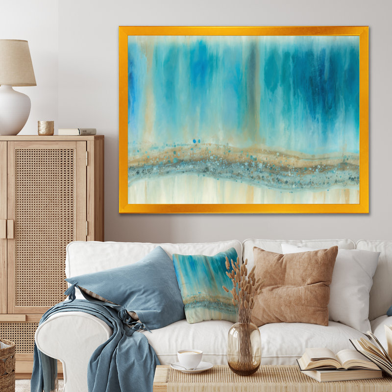 «Restless River In The Rain V», reproduction sur toile, H 24 po x l 32 po x P 1 po, Impression dorée sur toile encadrée