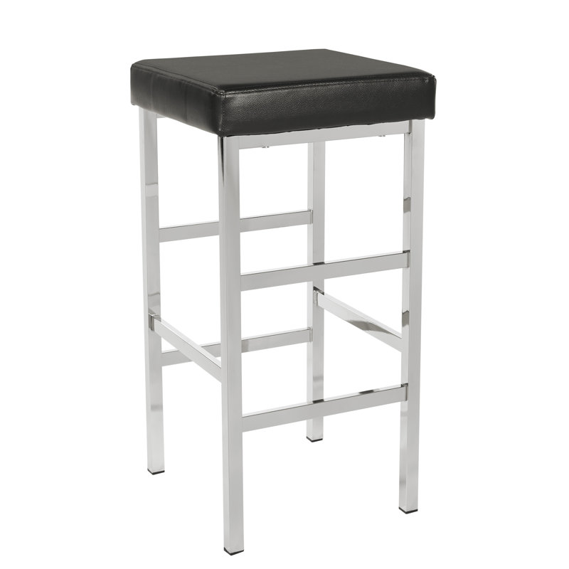 Tabouret de bar et de comptoir Fowey, Noir, Chrome, Tabouret de bar (siège d'une hauteur de 30,12 po)