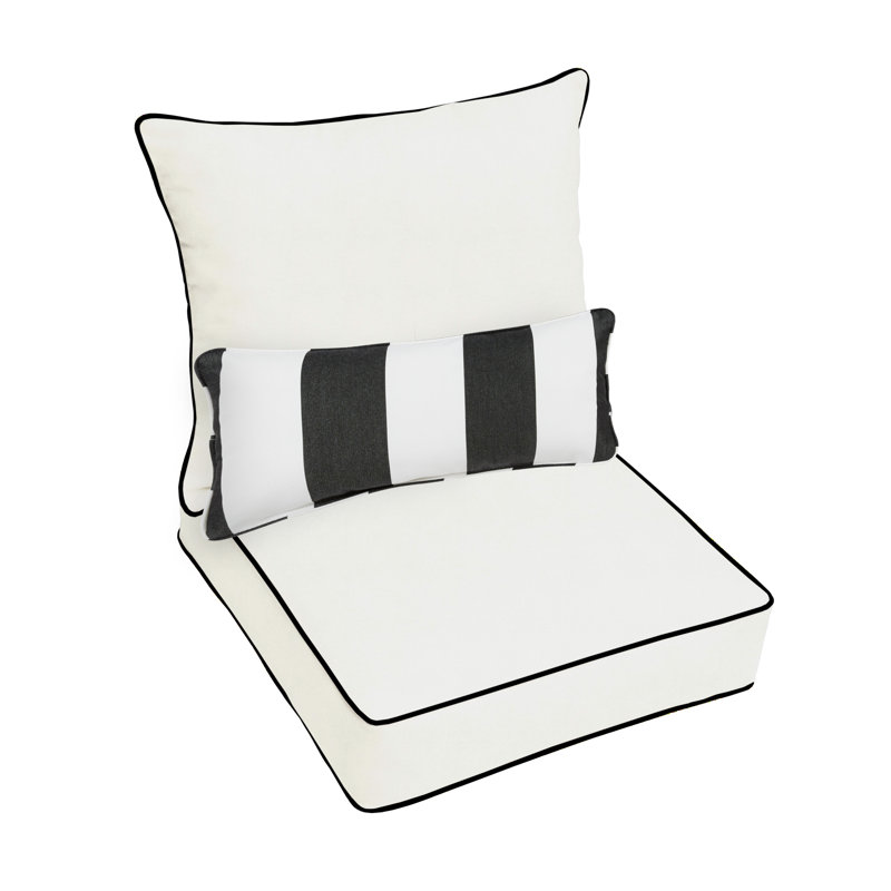 Outdoor 5'' Lounge Chair Seat / Back Cushion, Canvas White Sunbrella® Canvas, 25" W x 25" D