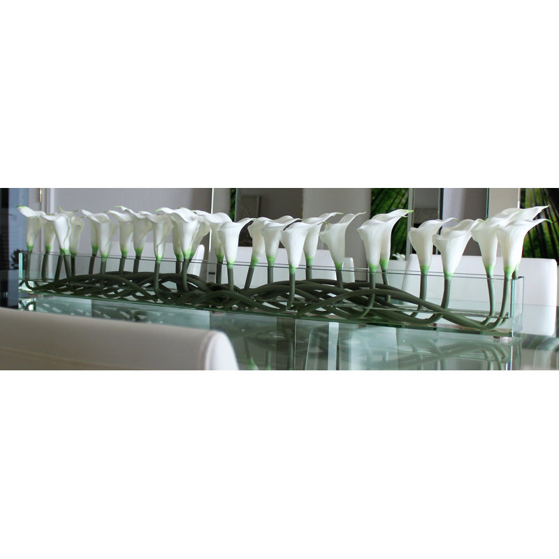 Casa Moderna Calla Lilies Centerpiece in Planter, White