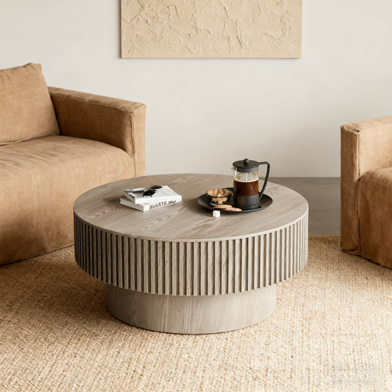 Table basse avec rangement Timeshia, H 14 po x l 31,5 po x P 31,5 po, Gris