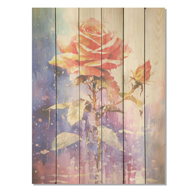 Fantasy Elegent Rose - Rose Wood Art On Natural Pine Wood
